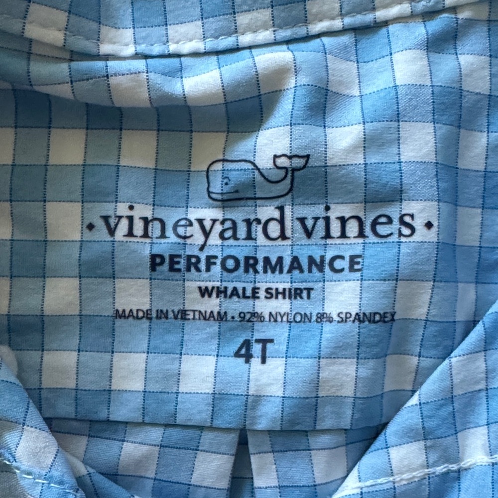 Vineyard Vines Kids Gingham Light Blue Whale Button-Down Shirt - Picture 2 of 5